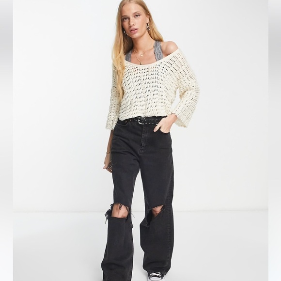 Free People FP Beach Coxy Knit Lightweight Sweater Ivory Medium - Picture 6 of 14